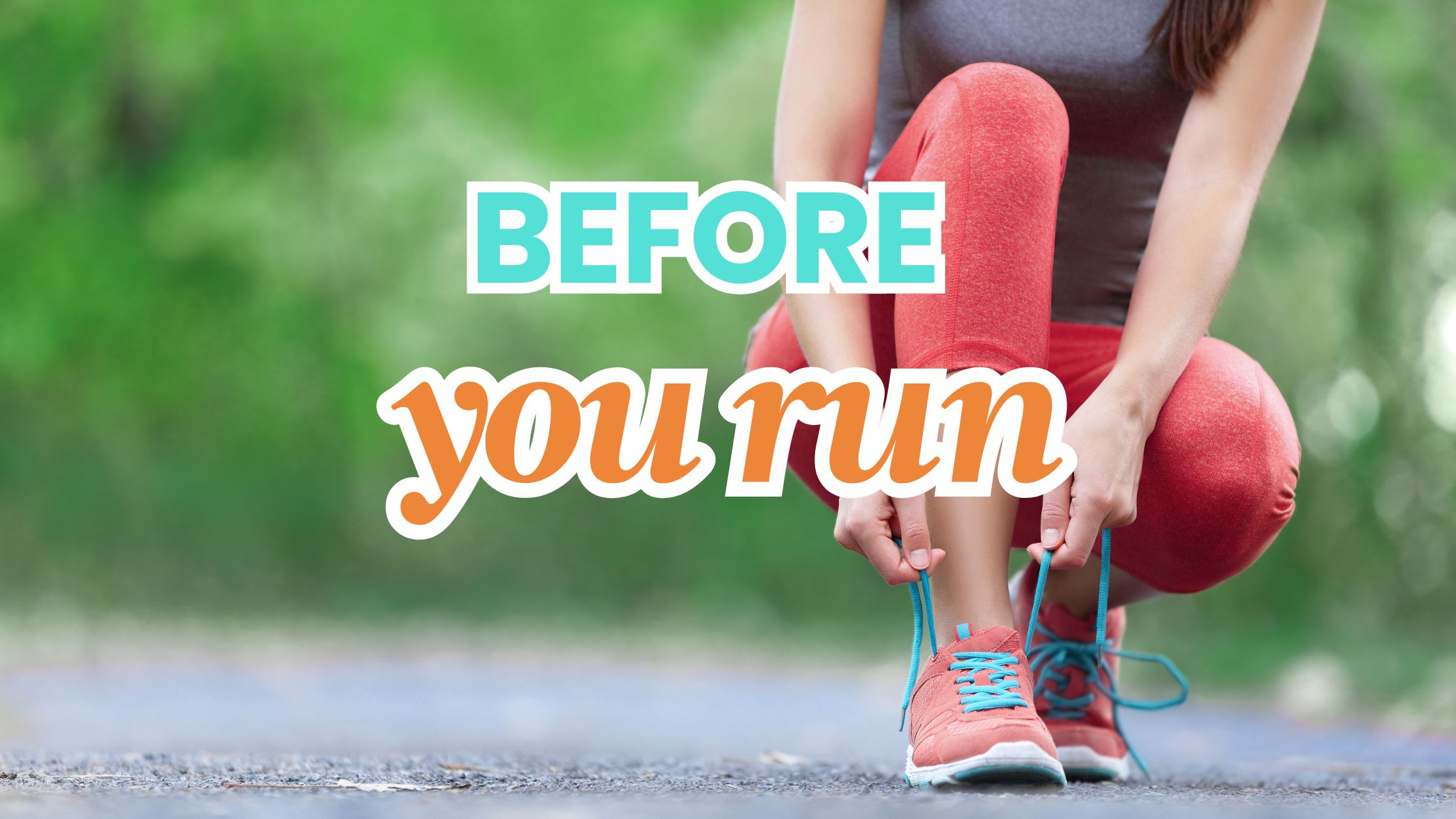 woman tying running shoe laces